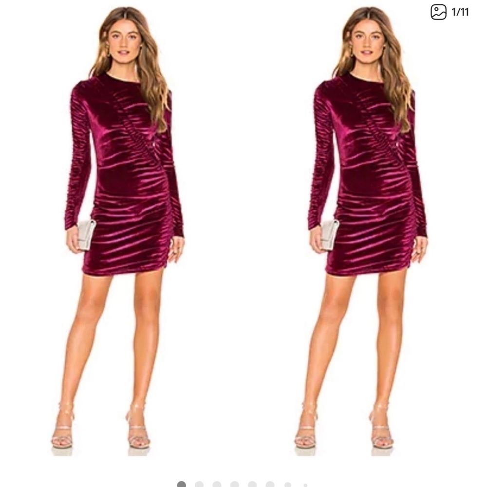 Ronny Kobo Dress NWT  Yarden Dress Velvet Eggplant red long Sleeve Dress XS New
